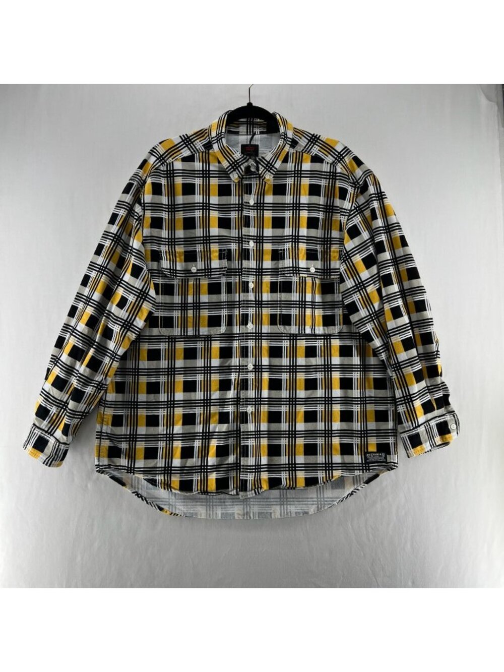 Levi's Skateboarding Worker Overshirt Mens M Butto Up Flannel Yellow Black Plaid